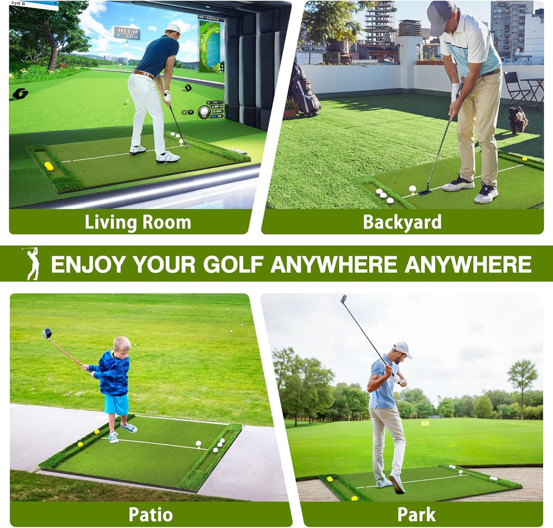 Golfmatte 150 x 120cm, Golf Abschlagmatte, Golf Übungsmatte mit 10 Golfbällen & 3 Gummi-Tees, 6 Absc