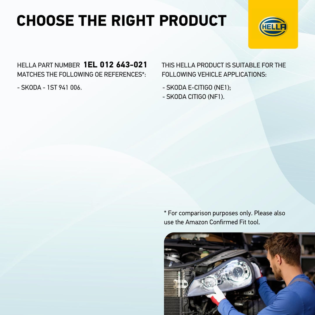 HELLA 1EL 012 643-021 Halogen-Hauptscheinwerfer - rechts - für u.a. Skoda Citigo Rechts (Beifahrerse