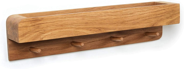 Natuhr Garderobe aus Holz Porter Regal Wand Flurgarderobe mit Ablage Eiche (40 cm Länge, Eiche geölt