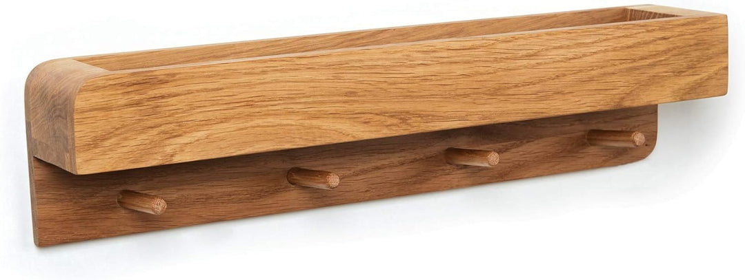 Natuhr Garderobe aus Holz Porter Regal Wand Flurgarderobe mit Ablage Eiche (40 cm Länge, Eiche geölt