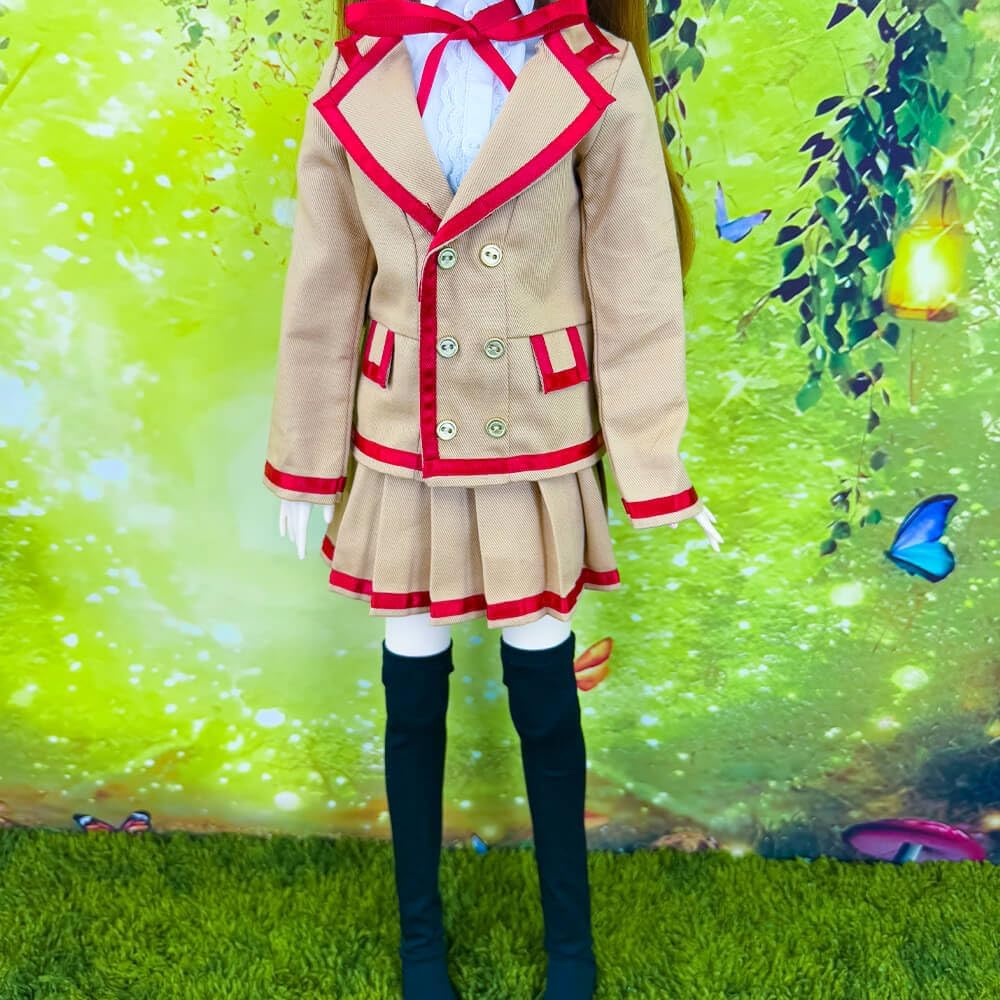 niannyyhouse 1/3 1/4 BJD Puppen Kleidung Khaki Mantel Weiss Hemd Faltenrock Socken Schuluniform Outf