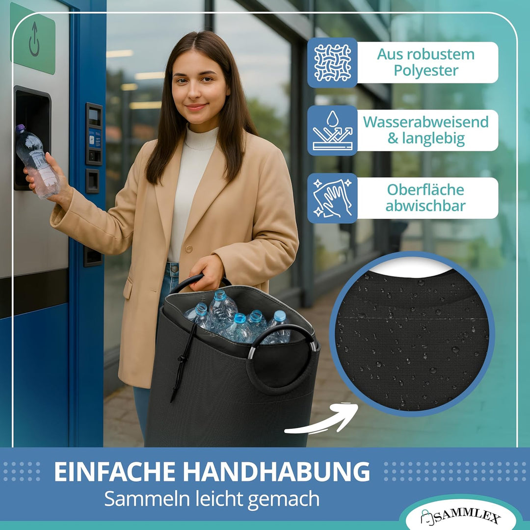 Pfandflaschenbeutel 90L Volumen für 50 Flaschen oder 70 Dosen 70 x 39 cm faltbar und wasserabweisend
