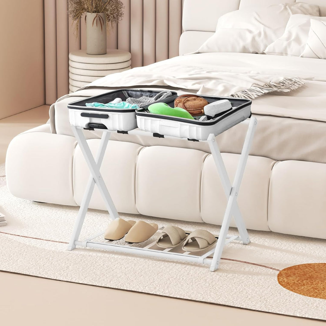 COSTWAY Kofferständer klappbar, 2 er Set Gepäckablage mit 2-Stöckiger Design, Kofferbock Gepäckständ