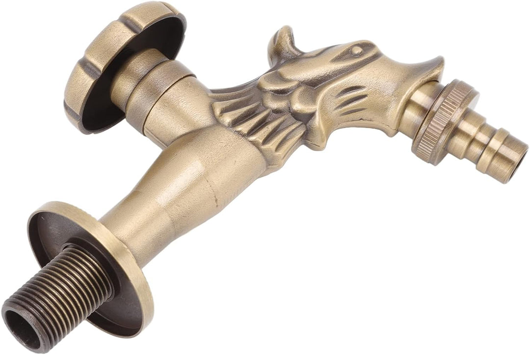 Gartenwasserhahn Antik, Vintage Messing Wasserhahn mit Langem Gewinde G1/2 für Wandmontage Küche Bad