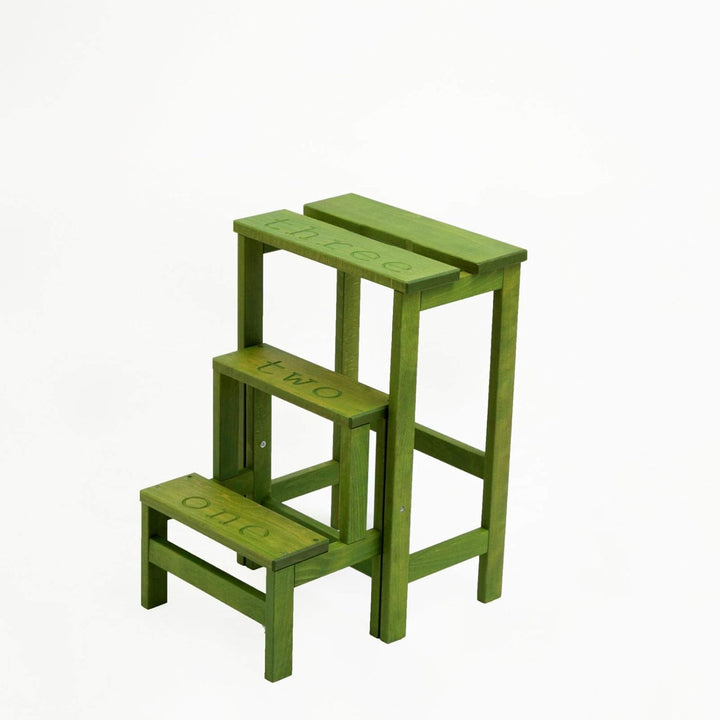 Karn, Happy Numbers Tritthocker aus gebeizter und lackierter Buche, Höhe 60 cm, drehbare Stufe mit S