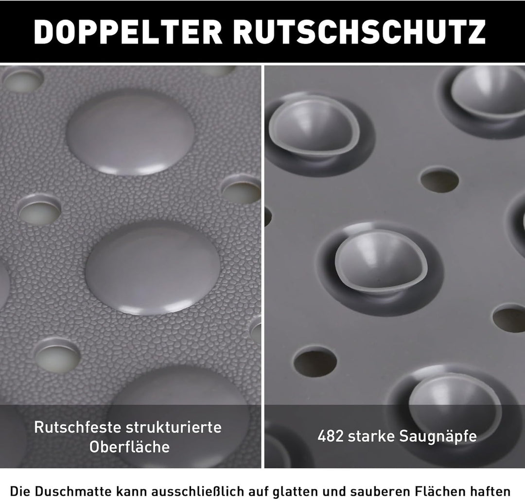 Mofonky Gross Duschmatte rutschfest 80x120cm: Weich TPE Duscheinlage mit Ablauflöchern und Saugnäpfe