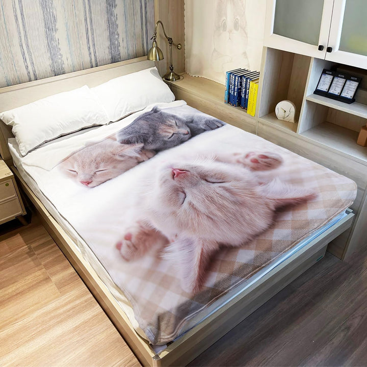 YISUMEI Bedruckte Kuscheldecke Schlafende Katzen Decke Weich Flanell Fleecedecke 150x200 cm 150 x 20