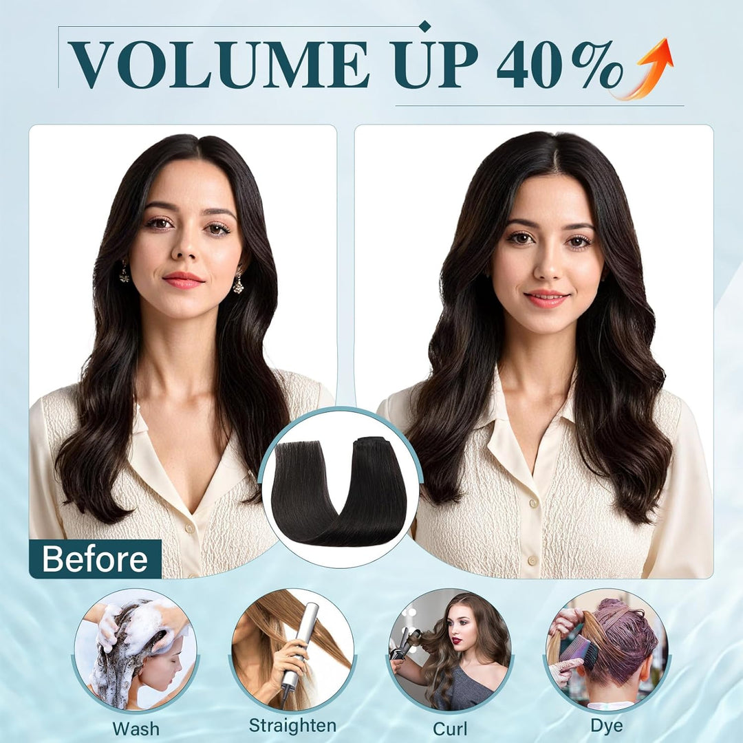 Elailite Clip in Extensions Echthaar, 5 Pcs Remy Haarverlängerung mit 12 Clips, 50cm-70g Glattes Haa