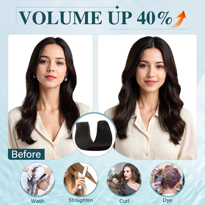 Elailite Clip in Extensions Echthaar, 5 Pcs Remy Haarverlängerung mit 12 Clips, 60cm-75g Glattes Haa