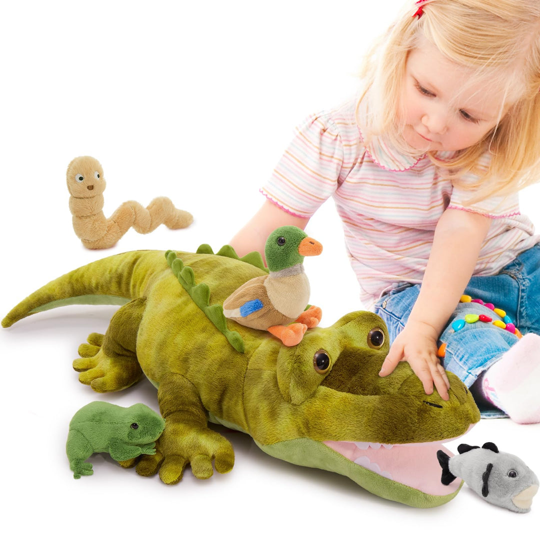 MorisMos 5 stücke Alligator Kuscheltier XXL Set, 65cm lang riesen Krokodil Kuscheltier mit Babys im