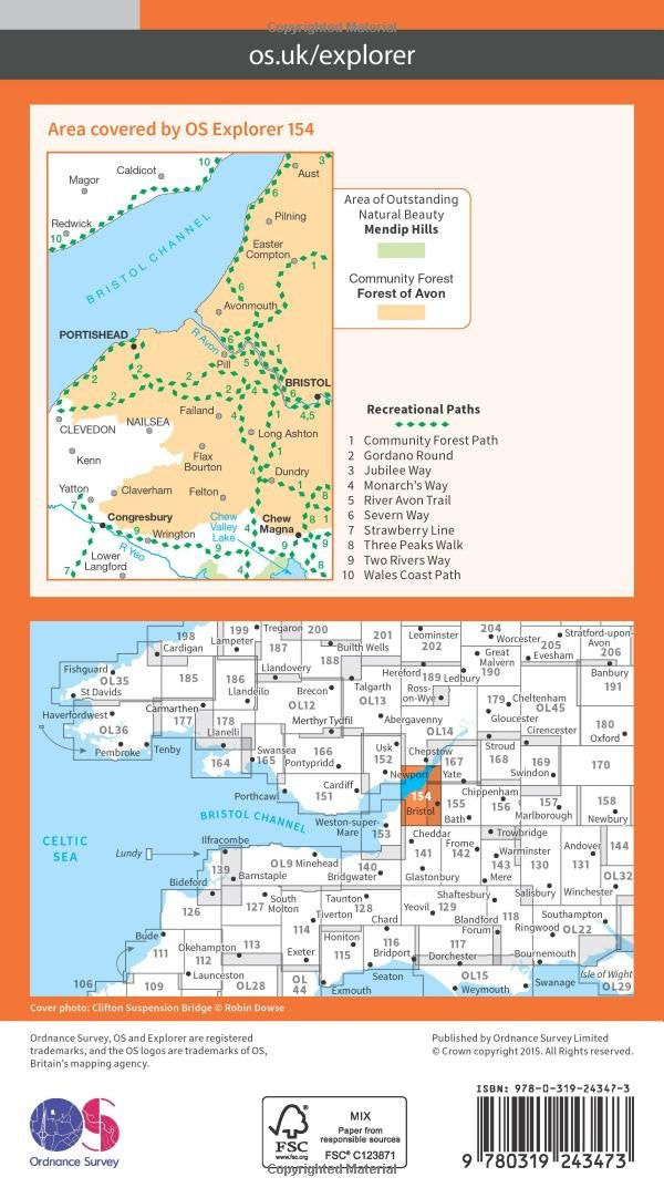 Bristol West and Portishead (OS Explorer Map, Band 154), Karte