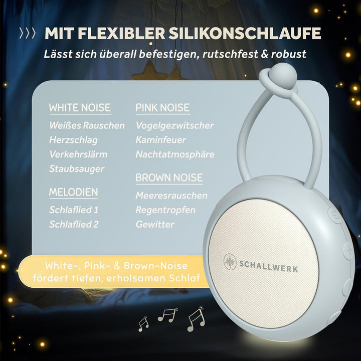 Schallwerk ® White Noise Machine Baby – Einschlafhilfe für Babys & Erwachsene mit weissem Rauschen,