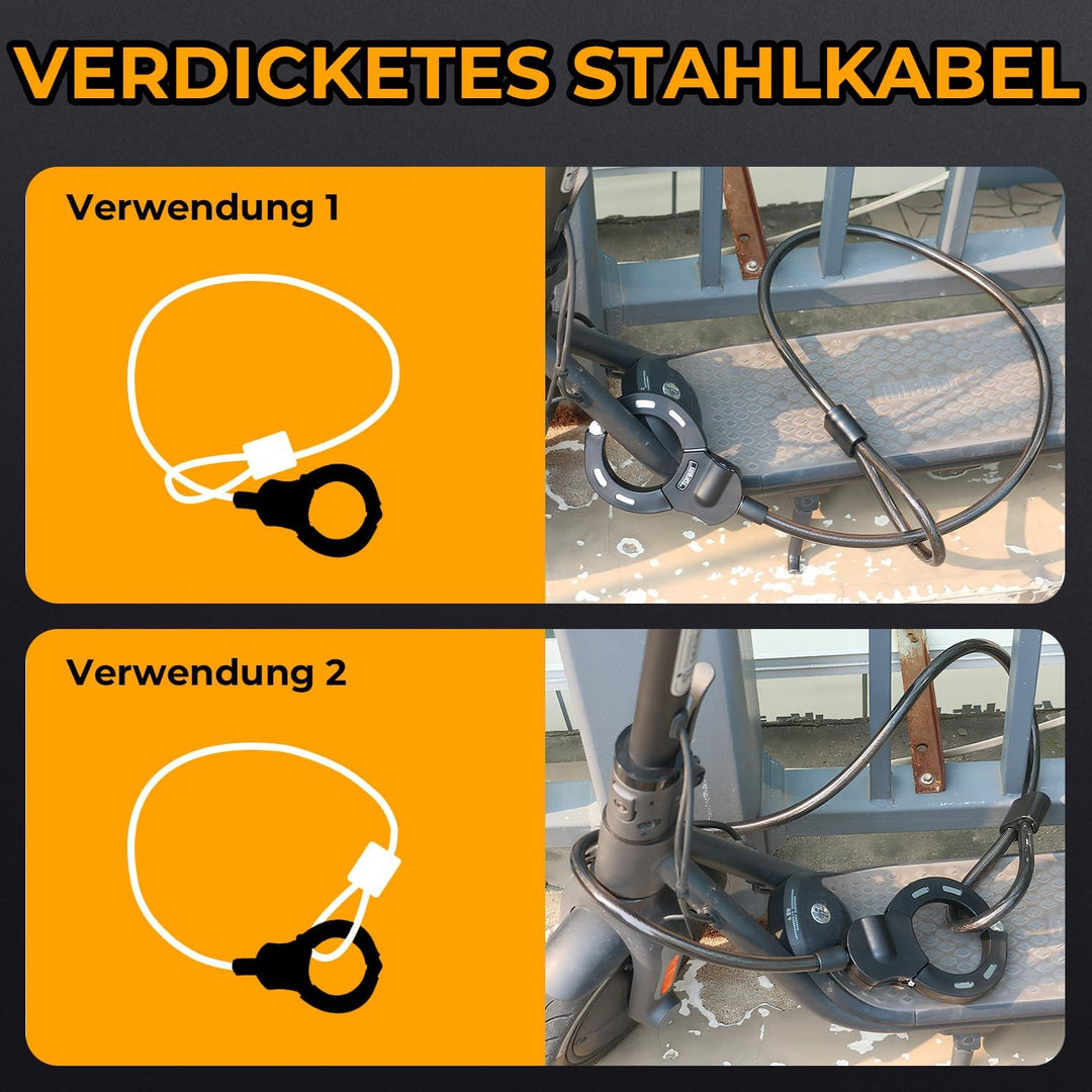 E Scooter Schloss Mit Tasche, 47.24in/14MM Dickes Kabelschloss für E-Scooter, Fahrradschloss,Handsch