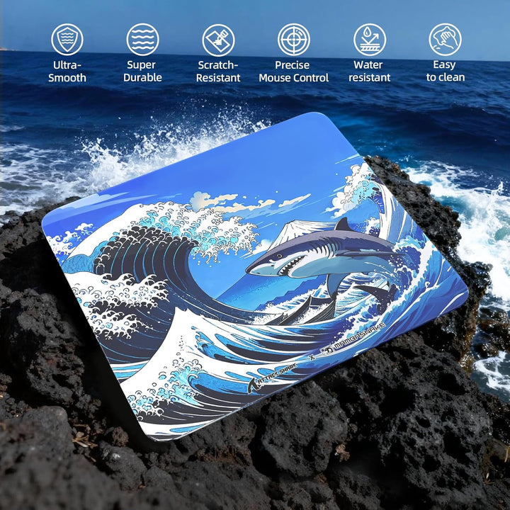 ATTACK SHARK CM05 Gaming-Mauspad Aus Gehärtetem Glas, Ultraglatte Oberfläche, 9H Gehärtetes Glas, 17