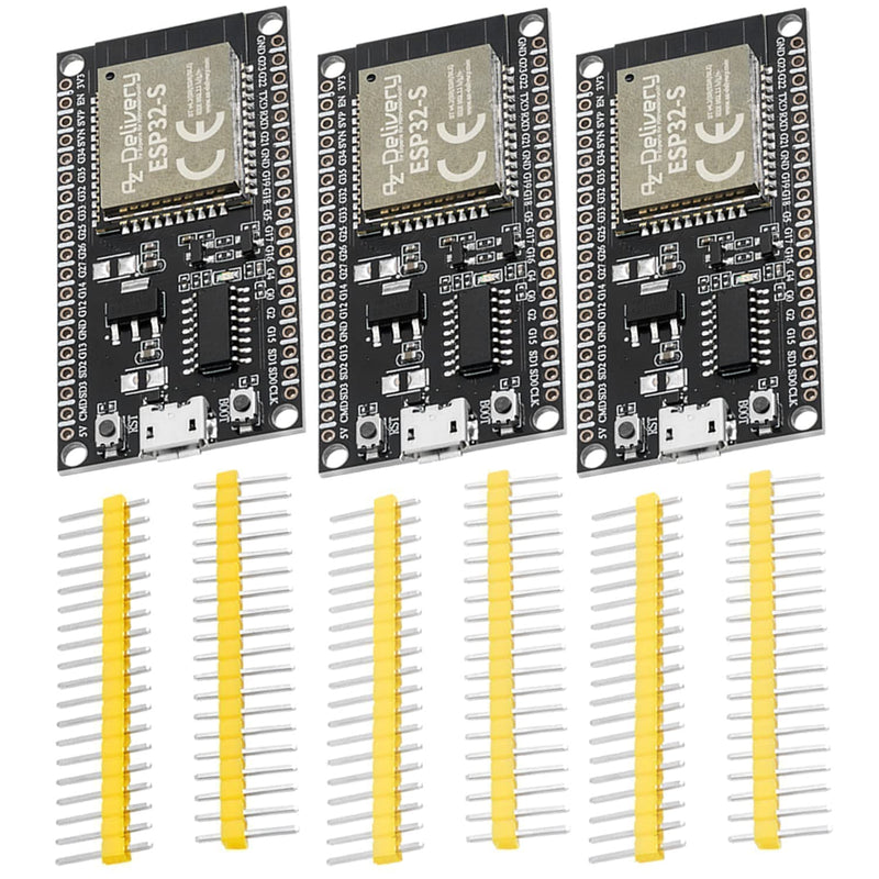 AZDelivery 3 x ESP-32S Dev Kit C unverlötet NodeMCU Module WLAN WiFi Development Board mit CH340 (Na