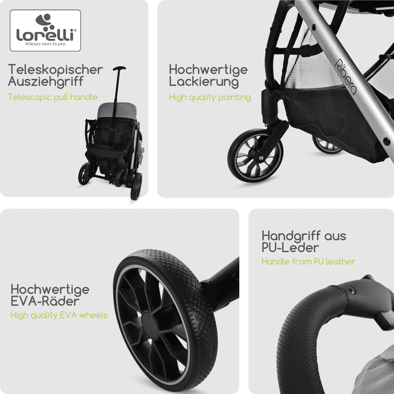 Lorelli Kinderwagen Ribera, Reisebuggy, Baby Buggy klein zusammenklappbar, Sehr leicht -Nur 7,3 kg,