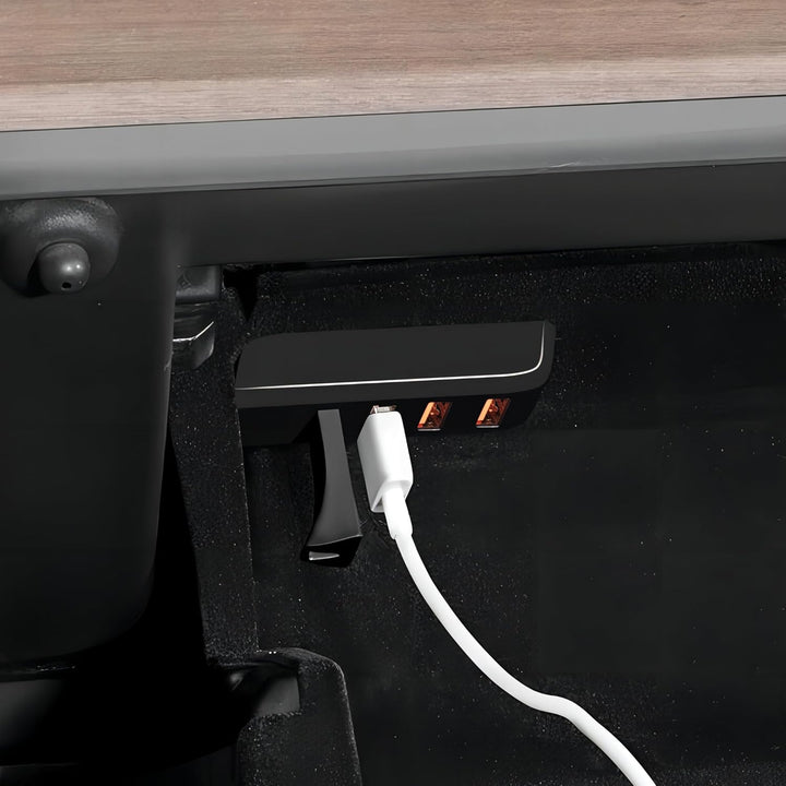 Handschuhfach USB Hub für Tesla Model Y 2021-2024 Model 3 2021-2023, 4-in-1 Multiport Handschuhbox D