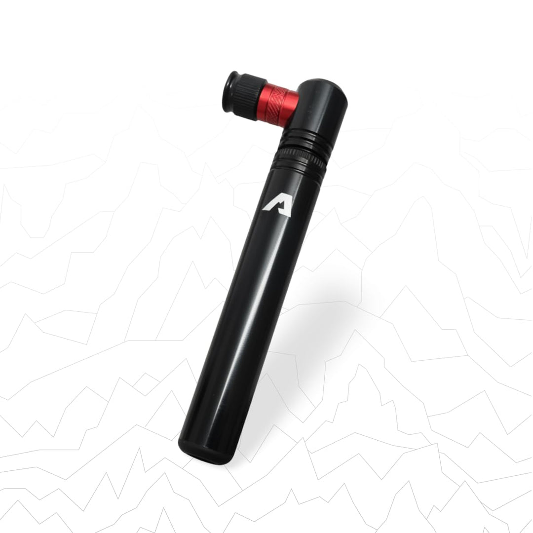 Alpensattel Fahrrad Mini-Pumpe mit Rahmenhalterung, 6063 Aluminium, 60 g, 130 mm, bis 11 bar / 160 p