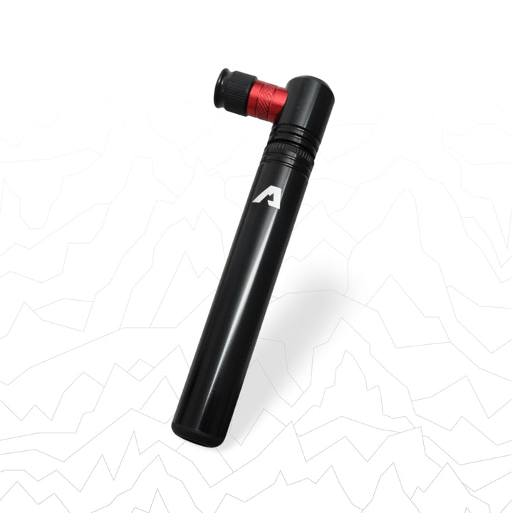 Alpensattel Fahrrad Mini-Pumpe mit Rahmenhalterung, 6063 Aluminium, 60 g, 130 mm, bis 11 bar / 160 p