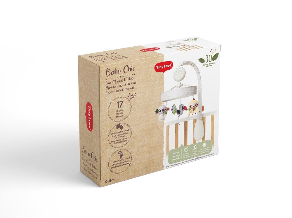 Tiny Love Boho Chic Luxe Baby-Mobile, Stylisches Mobile mit Beruhigenden Melodien, Timer und LED Lic