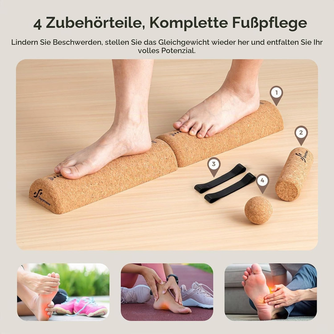 Sportneer Balance Board Set aus Naturkork mit Tasche – Fusstrainer &amp; Gleichgewichtstrainer für Fusss