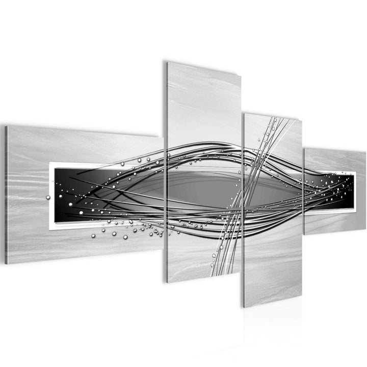 Runa Art Bild Modern Abstrakt - Made in Germany - Wandbilder Schwarz Weiss Grau 4 Teilig 103042c 100