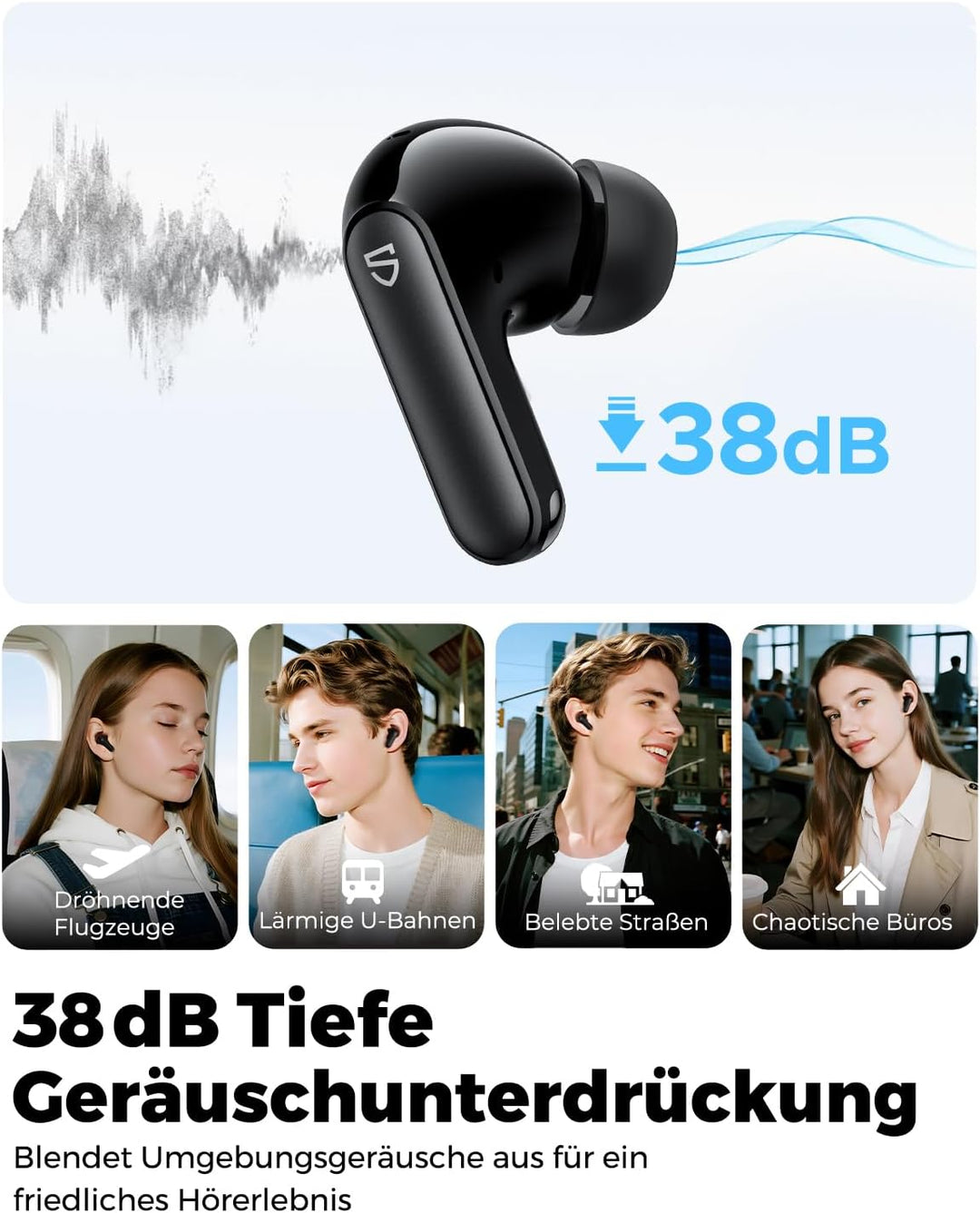 SoundPEATS Q3 Pro In Ear Kopfhörer, Bluetooth Kopfhörer Active Noise Cancelling, 13 mm Treiber, Earb