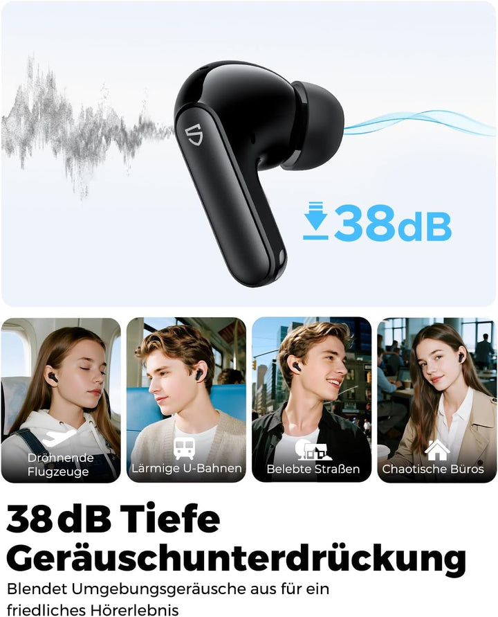 SoundPEATS Q3 Pro In Ear Kopfhörer, Bluetooth Kopfhörer Active Noise Cancelling, 13 mm Treiber, Earb