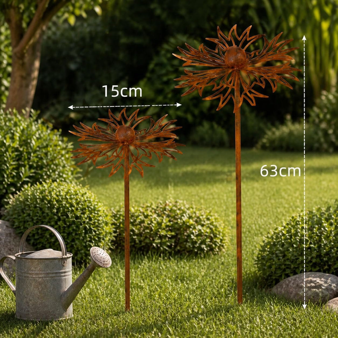 Gartendeko 2er Set Rost Deko für Garten Cortenstahl Gartenstecker Metall Blume Mohn Teleopea Rostige
