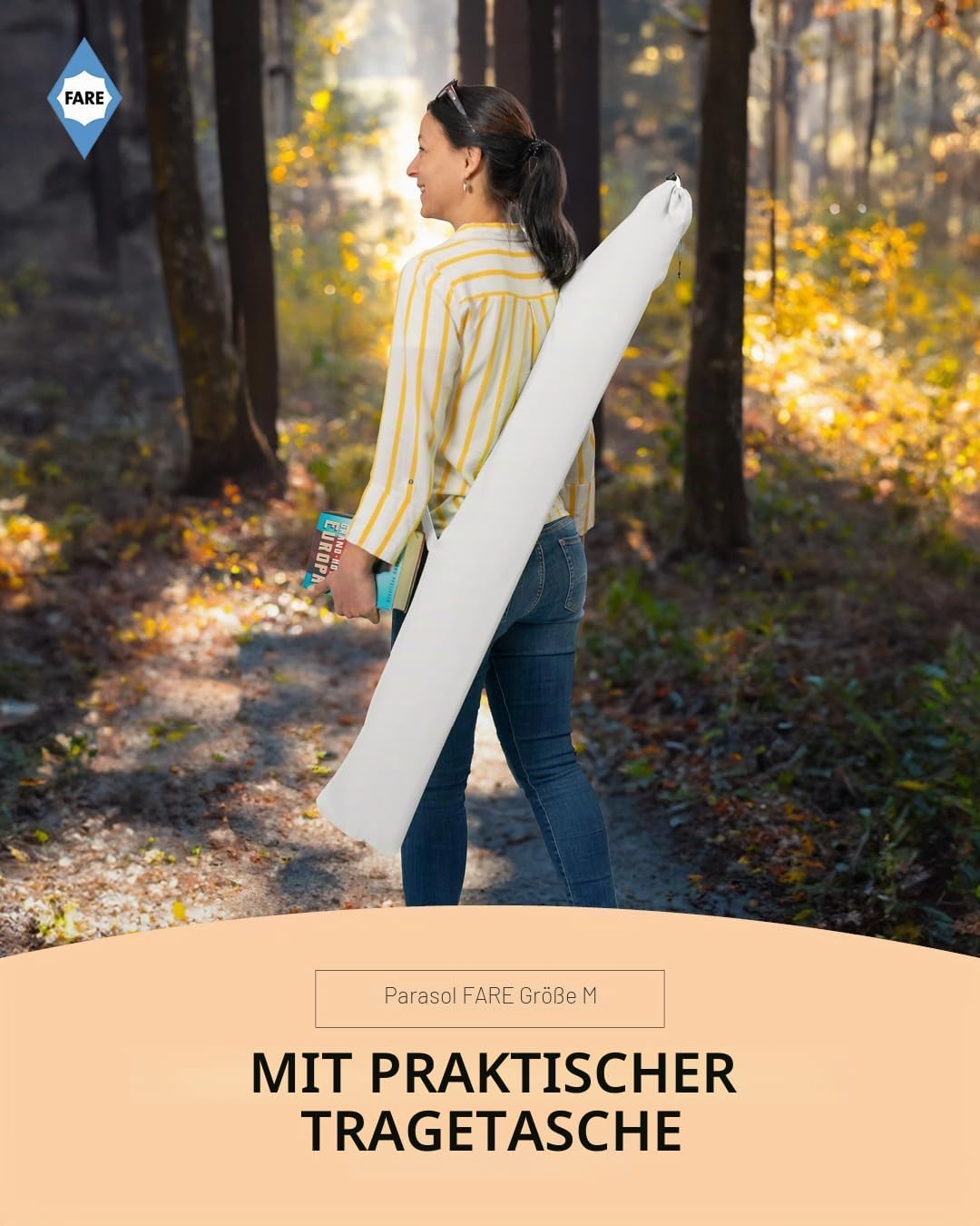 FARE Sonnenschirm Gr. M mit Volant - 180 cm Durchmesser - UV-Schutz 50+ für Balkon Garten Terrasse S
