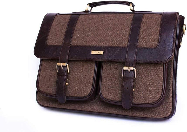 Julké Business-Tasche ´Classic Messenger Bag´ aus hochwertigem Rinderleder und Segeltuch