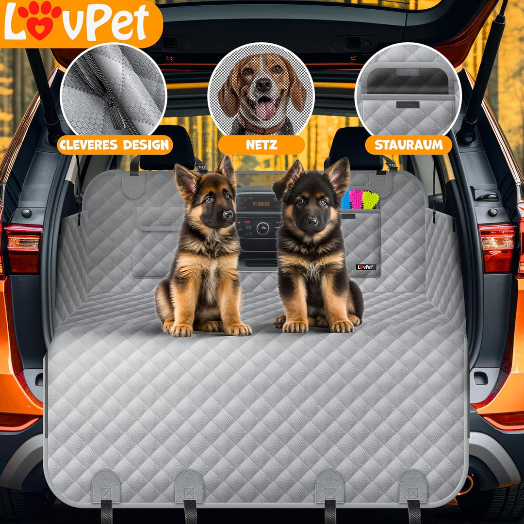 Lovpet® 2in1 Hundedecke für Auto Rückbank & Kofferraum mit Seitenschutz und Sichtfenster Kofferraums