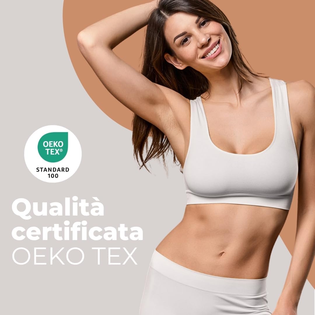 FOCENZA Sport-BH Top Gym Damen, Nahtlose Technologie, Made in Italy L-XL Weiss, L-XL Weiss