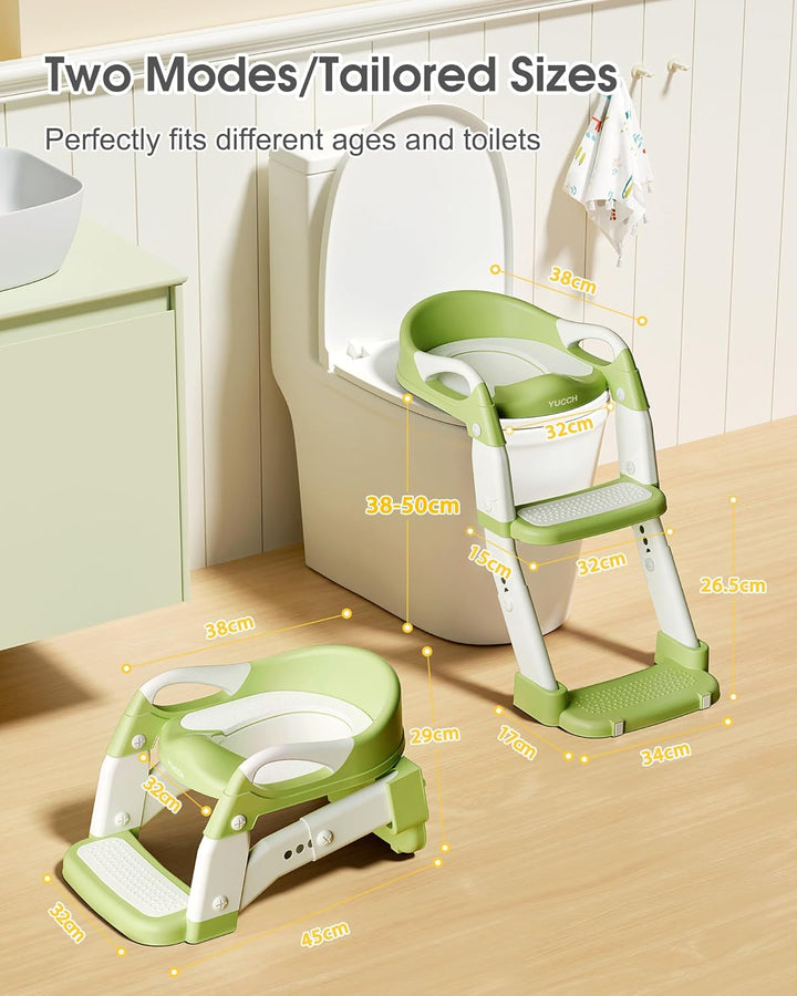 Yucch Toilettensitz Kinder mit Treppe – Verbesserte 2-in-1 Kind Toilettensitz höhenverstellbar, ruts
