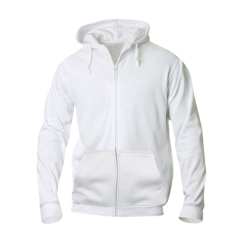 Clique Herren Basic Full Zip Hoody Kapuzenpullover, Blickdicht, Weiss