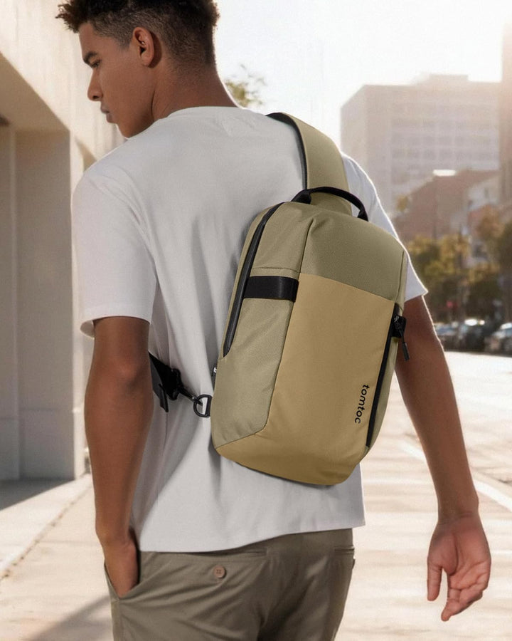 tomtoc Kompakt Sling Bag, Minimal Einzelgurt Schulterrucksack für 14-Zoll MacBook Pro, Wasserresiste