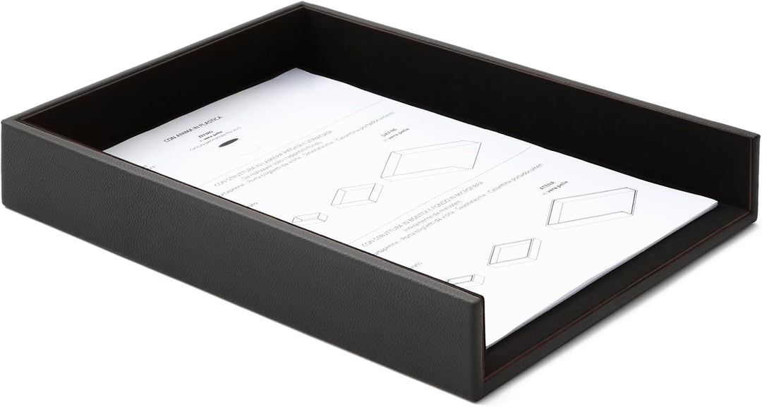 Eglooh - Atena - Ablagefächer für Schreibtisch und Büro Echtes Leder Anthrazit Grau - Bürobedarf Bri