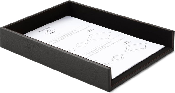 Eglooh - Atena - Ablagefächer für Schreibtisch und Büro Echtes Leder Anthrazit Grau - Bürobedarf Bri