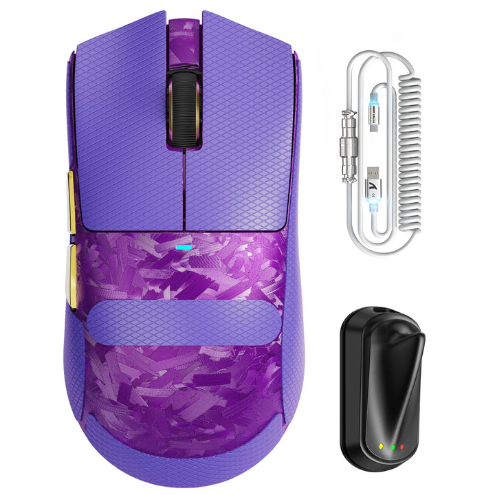 ATTACK SHARK X11 Ultra Kabellose Gaming-Maus mit C06 Ultra LED-Kabel, Carbonfaser-Verbundgehäuse, 54