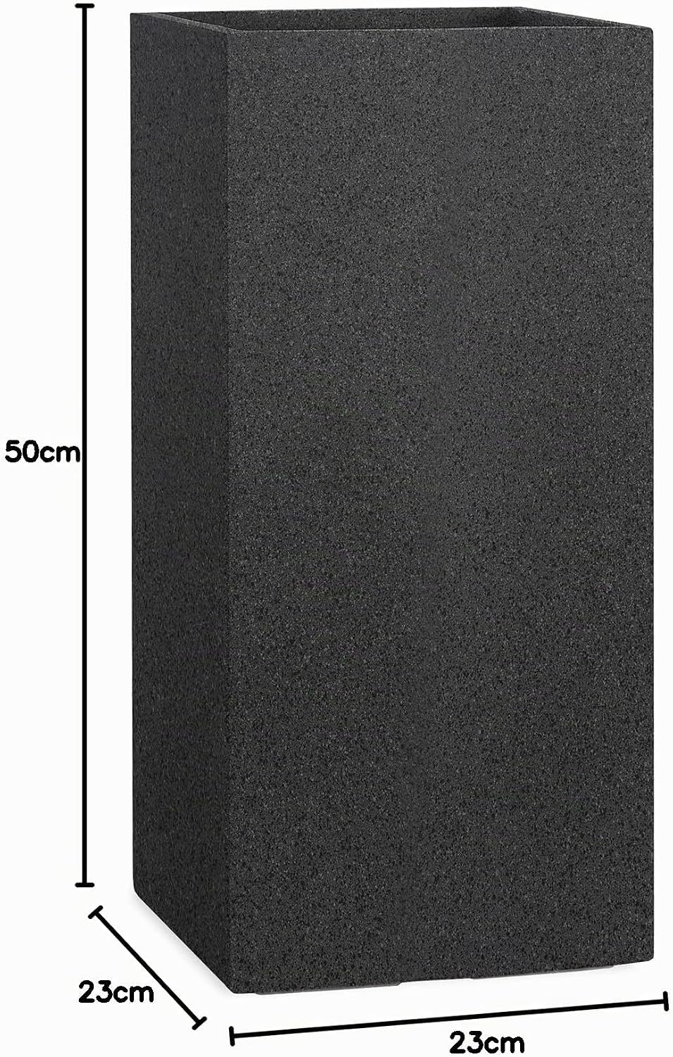 Pflanzwerk® Pflanzkübel Tower Granit Anthrazit 50x23x23cm *Frostbeständiger Blumenkübel* *UV-Schutz*