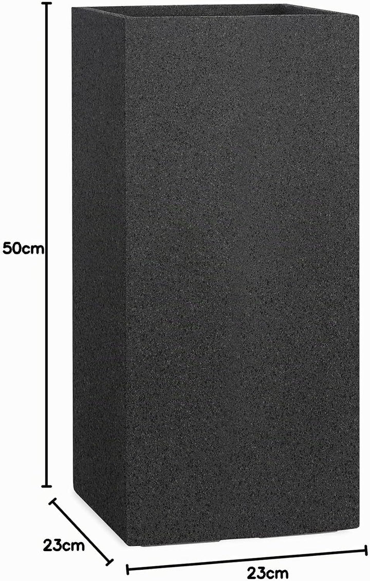 Pflanzwerk® Pflanzkübel Tower Granit Anthrazit 50x23x23cm *Frostbeständiger Blumenkübel* *UV-Schutz*