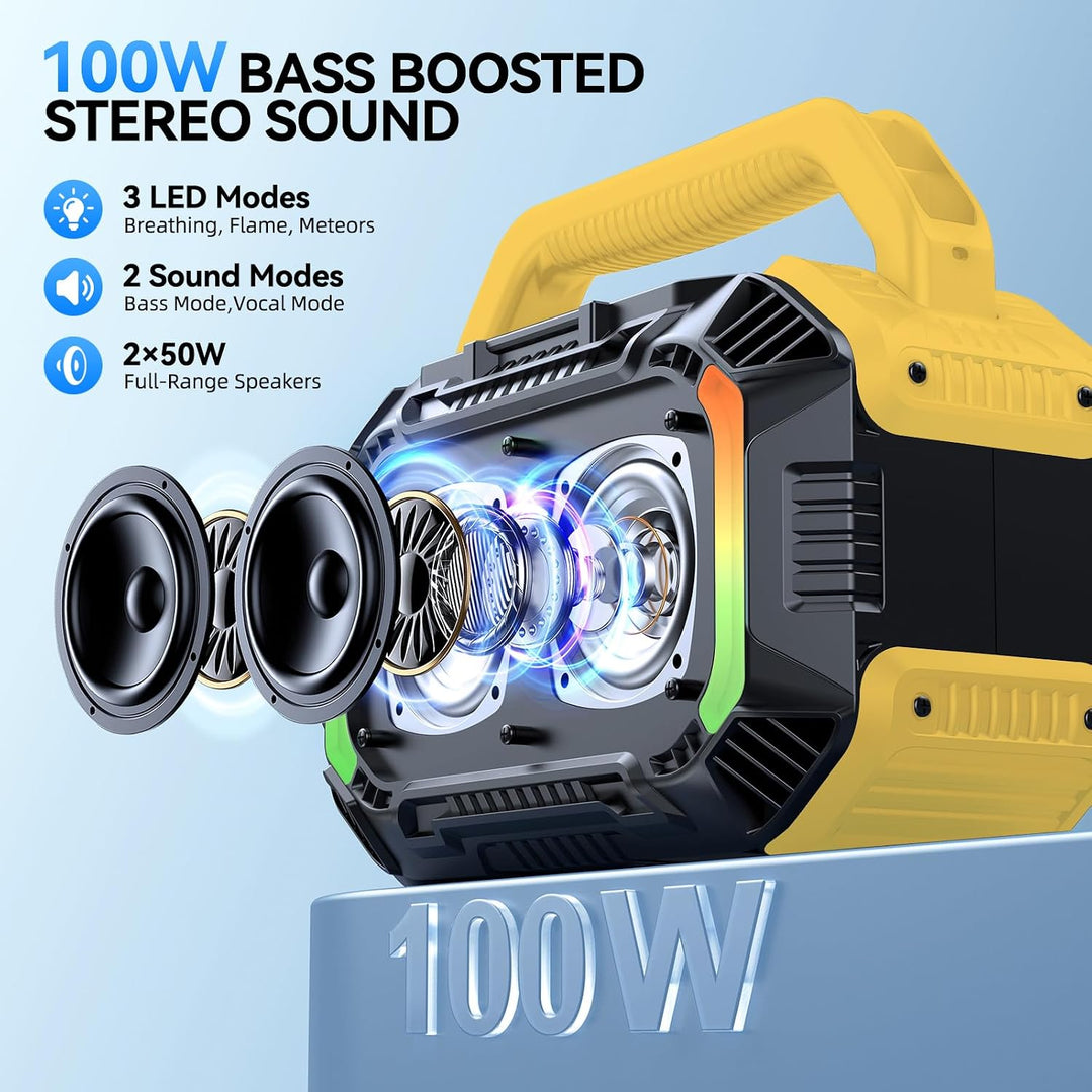 Wilody 100W Tragbare Bluetooth-Lautsprecher-Box,Bluetooth Lautsprecher mit Licht,Musikbox Bluetooth&