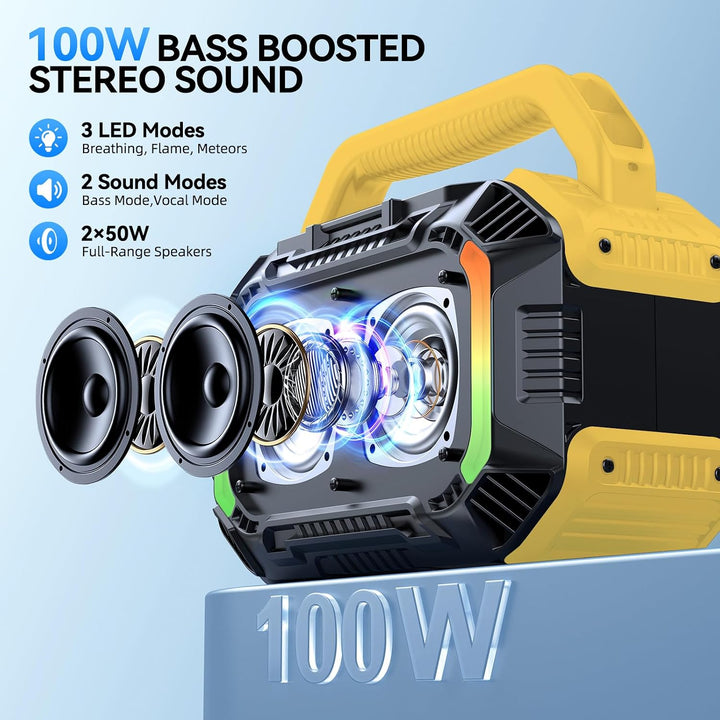 Wilody 100W Tragbare Bluetooth-Lautsprecher-Box,Bluetooth Lautsprecher mit Licht,Musikbox Bluetooth&