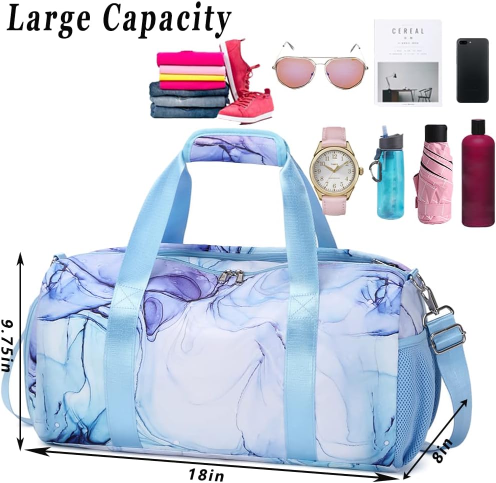 Sporttasche Mädchen Reisetasche Kinder Mädchen Trainingstasche mit Schuhfach Schwimmtasche mit Nassf