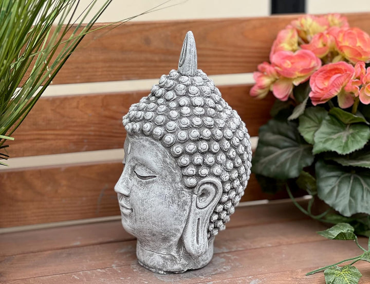 stoneandstyle Steinfigur Shiva Kopf mittel ca. 24 cm Höhe frostfest Steinguss