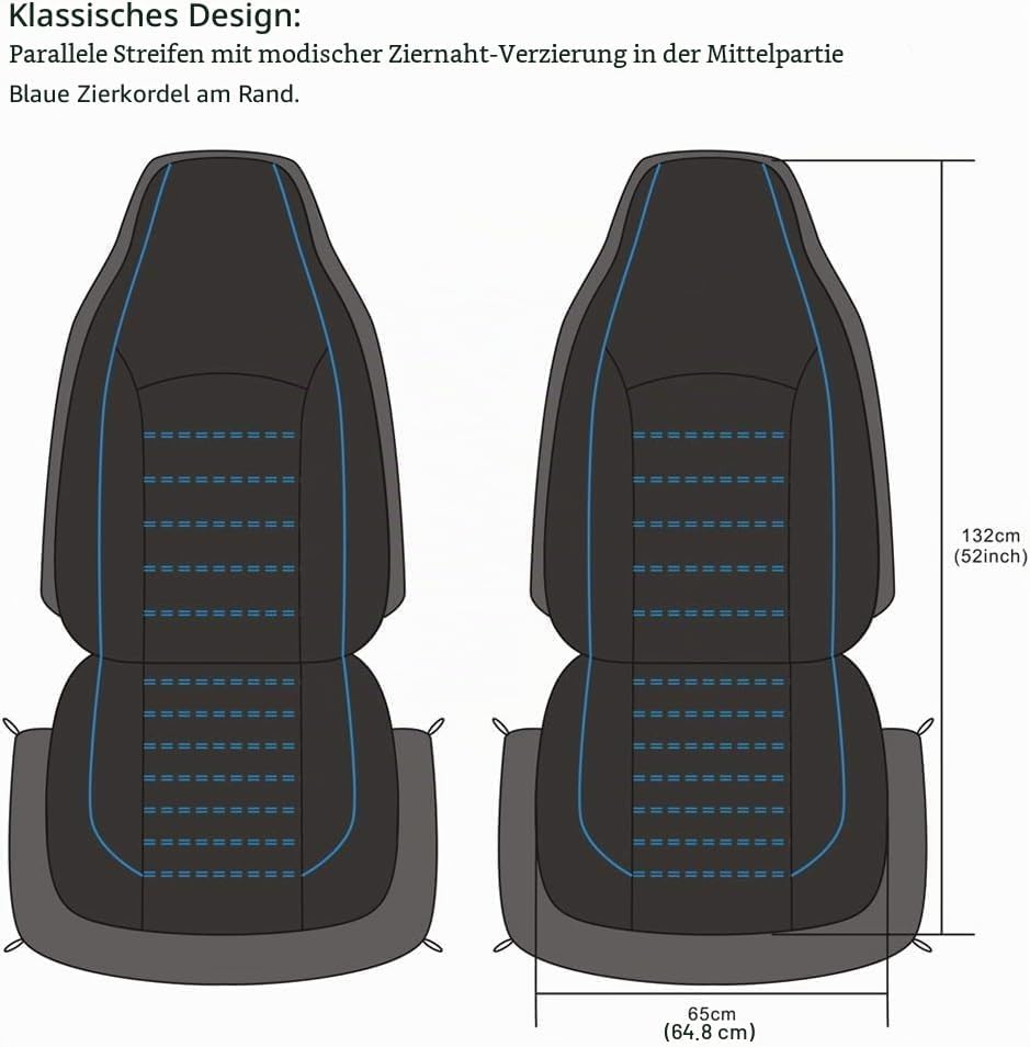 TOYOUN Klassisch Autositzbezüge Vordersitze Highback Sitzbezüge Auto Vordersitze 2er Universal Schon