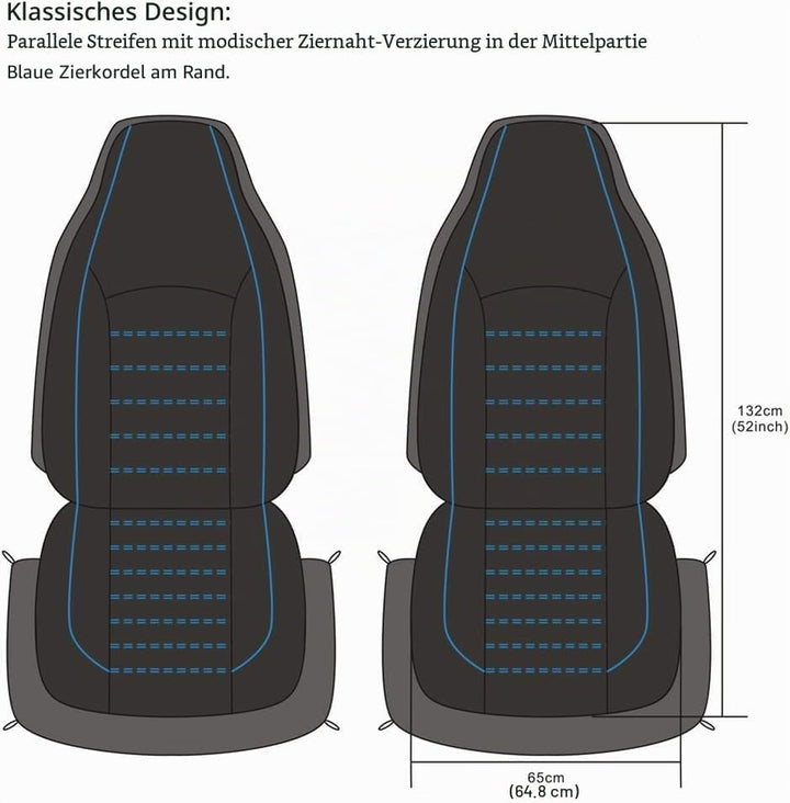 TOYOUN Klassisch Autositzbezüge Vordersitze Highback Sitzbezüge Auto Vordersitze 2er Universal Schon