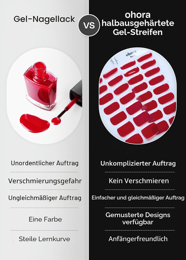 ohora Halbgehärtete Gel-Nagelstreifen (N Blaubeermarmelade) – Funktioniert mit allen Nagellampen, Sa