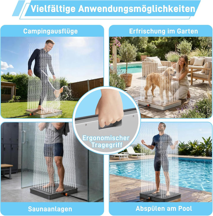 HENGMEI Gartendusche Bodendusche Outdoor WPC Campingdusche Aussendusche Saunadusche rutschfest Wette