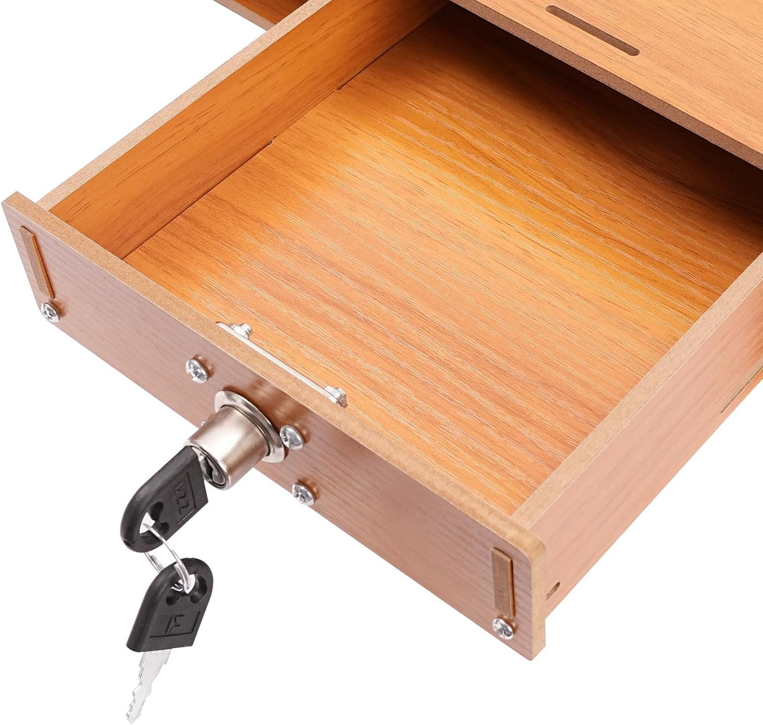 Kaichenyt Monitorständer, Bildschirm Ständer Holz Material Mit Schubladen 2 Ebenen Grosser Computer